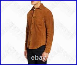 Premium New Design Men's Suede Shirt 100% Real Sheepskin Slim Fit shirt ZL73