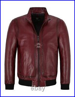 RACER Mens Leather Jacket Semi Veg Tanned Cherry Casual Italian Lambskin Top A26