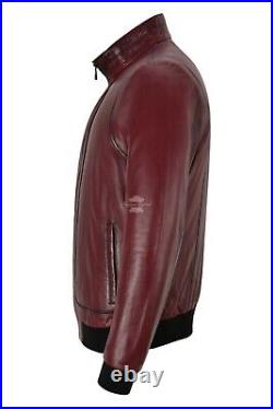 RACER Mens Leather Jacket Semi Veg Tanned Cherry Casual Italian Lambskin Top A26