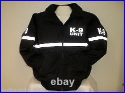 Reflective K-9 Jacket with Reflective Striping, All Weather Jacket, Black & Navy
