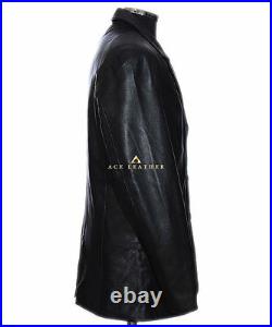 Rocco Black 3 Button Men's New Smart Real Soft Lambskin Leather Blazer Jacket