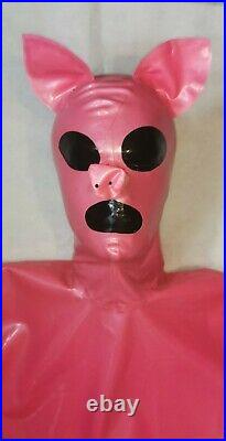 Rubber Latex Bondage All Fours Bitch Suit pig suit pink 0.4 one of a kind large
