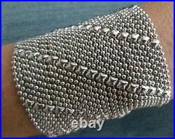 SG Liquid Metal Diagonal Lines Silver Mesh Wide Cuff Bracelet B27 / All Sizes