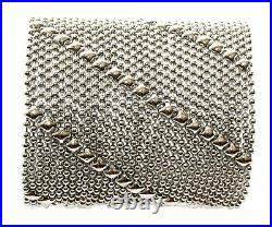 SG Liquid Metal Diagonal Lines Silver Mesh Wide Cuff Bracelet B27 / All Sizes