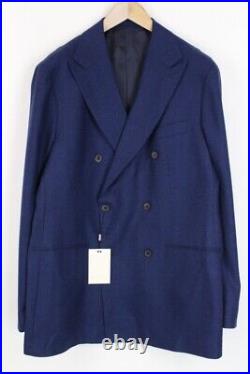 SUITSUPPLY Soho UK48L Men Blazer Wool Super 130s Blue Double-Breast Peak Collar