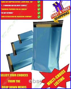 Small & Large Blue Metallic Shiny Plastic Mailing Postal Bags Mailers All Sizes