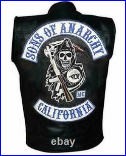 Sons of Anarchy Jax Teller Vest Motorcycle Club Sleeveless Leather Harley B