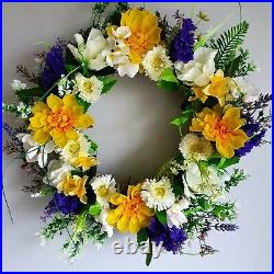 Spring Summer All Season Large door wreath with Artificial Flowers