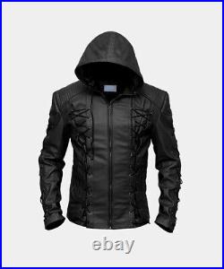 Stephen Amell Roy Harper Green Arrow Lambskin Black Leather Jacket BNWT