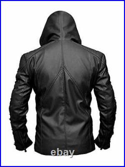 Stephen Amell Roy Harper Green Arrow Lambskin Black Leather Jacket BNWT