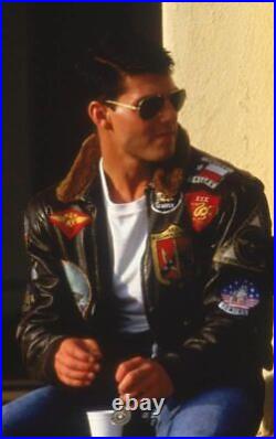 TOP GUN Men's Jet Fighter Bomber Navy Air Force Pilot Leather Jacket