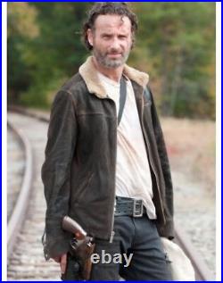 The Walking Dead Rick Grimes Andrew Lincoln 100% Suede Leather Jacket