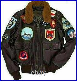 Tom Cruise Top Gun Pete Maverick Bomber Fur Leather Flying Flight Jacket For Men