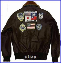 Tom Cruise Top Gun Pete Maverick Bomber Fur Leather Flying Flight Jacket For Men