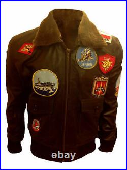Tom Cruise Top Gun Pete Maverick Bomber Fur Leather Flying Flight Jacket For Men