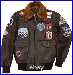 Tom Cruise Top Gun Pete Maverick Fur Bomber Flying Flight Leather Jacket For Men