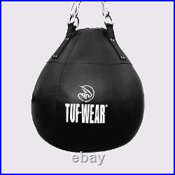 Tuf Wear All Black Leather Boxing Filled Wrecking Ball (Large Maize Bag) Black