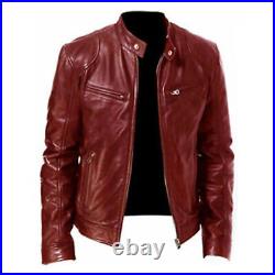 UK Mens Motorcycle Real Leather Motorbike Genuine Black Brown Cafe Racer Jacket