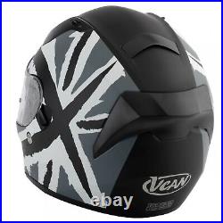 Vcan V128 Dual Visor Full Face Motorcycle Motorbike Helmet Black Union Jack