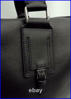 Versace Collection Black Leather hold-all Bag Shoulder Bag /Business Travel Case