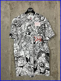 Vintage 1993 X-Men Marvel Megaprint All Over Graphic Promo Tee Shirt Size Large