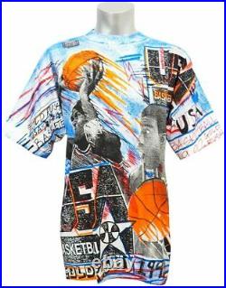 Vintage 90's Michael Jordan Magic johnson T's Tee T Shirt Large All Over Print