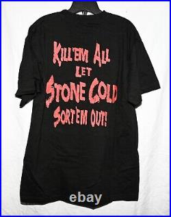Vintage 90s STONE COLD STEVE AUSTIN Kill Em All T-Shirt (Large) WWF WWE