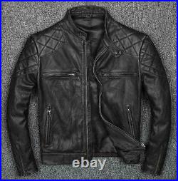 Vintage Distressed Black Men Genuine Biker's Cow Hide Leather Jacket