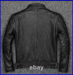 Vintage Distressed Black Men Genuine Biker's Cow Hide Leather Jacket