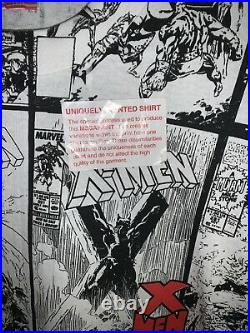 Vintage New 1993 Xmen Mega Print T Shirt Size Large All Over Marvel Comic Images