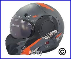 Viper F242 Flip Over Front 180° Full Face Motorcycle Helmet Matt Grey Orange