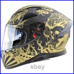 Viper RS-V95 Full Face Motorcycle Motorbike Helmet Skull Gold L NEW