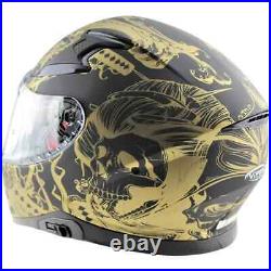 Viper RS-V95 Full Face Motorcycle Motorbike Helmet Skull Gold L NEW