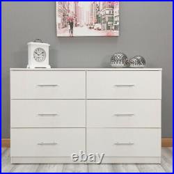 White ALL GLOSS Large 6 Drawer Chest of Drawers. Premium Bedroom Gloss Furniture