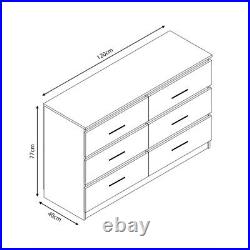 White ALL GLOSS Large 6 Drawer Chest of Drawers. Premium Bedroom Gloss Furniture