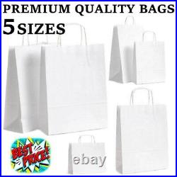 White Paper Bags With Handles Large Small 100 50 5 Party Gift for Sweets Carrier