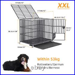 XXL Large Heavy-Duty Dog Cage Chew Proof Square Tube Metal Kennel Crate Wheeled