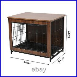 XXL Large Wooden Dog Crate Pet Cage Metal Wire Kennel Indoor End Table Furniture